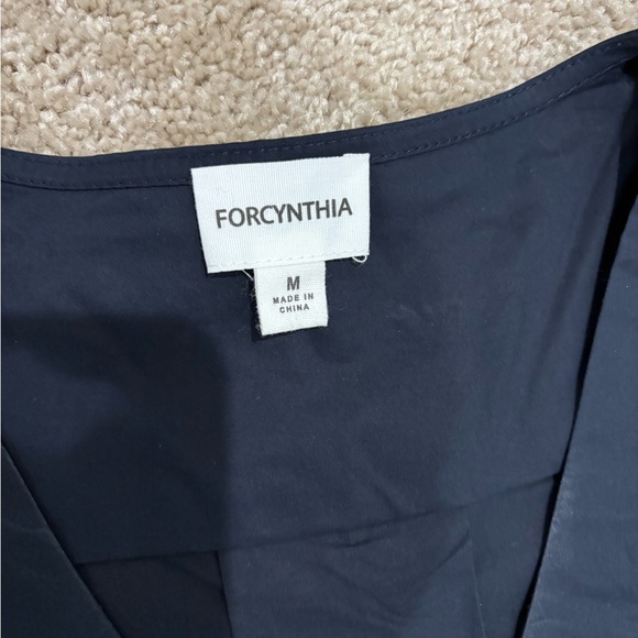 🆕 FOR CYNTHIA Navy Puff Sleeve Embroidered Hem Midi Dress - Picture 14 of 15